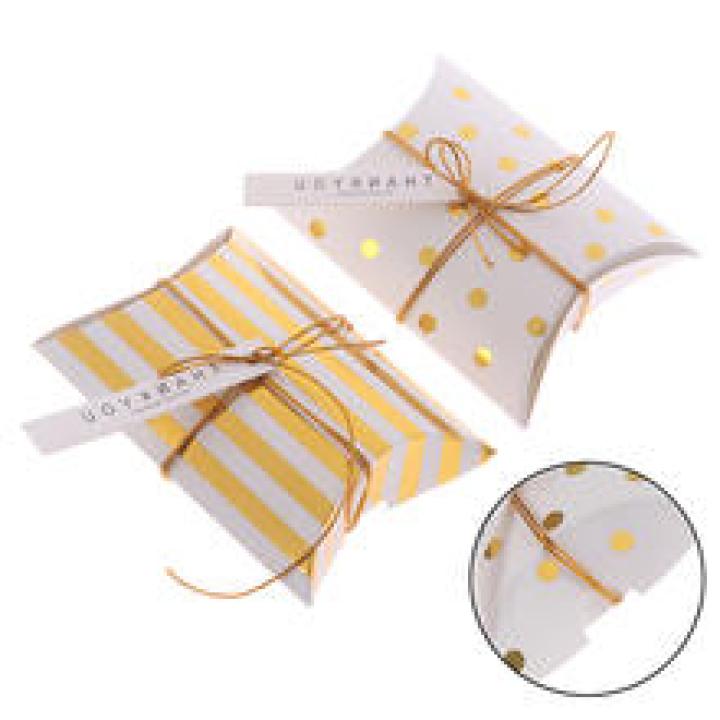 10pcs Promotion Pillow Shape Kraft Jewelry Candy Box Craft Paper Wedding Favor Gift Boxes Pie Party Box Bags Eco Friendly