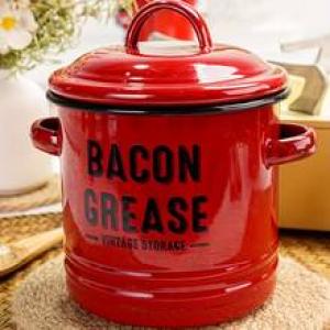 1pc Large Capacity Enamel Oil Pot with Lid - Rust-Resistant Grease Container for Home Kitchen Use Cooking Oil Storage Canister