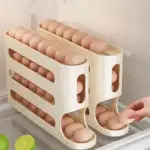 4 Layers Automatic Rolling Egg Holder Rack Fridge Egg Storage Box Container Kitchen Refrigerator Egg Dispenser Fridge Organizer