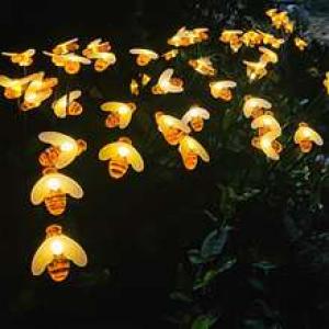 4 packs of 40 outdoor garden solar ground lights, bee and firefly shaped front and back yard, aisle and path decorative lights.