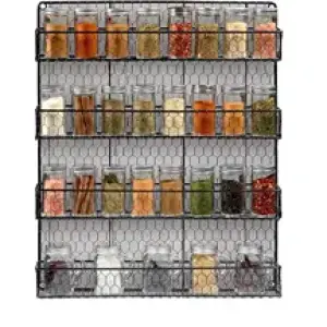 4 Tier Metal Spice Rack Wall Mount Kitchen Spices Organizer Pantry Cabinet Hanging Racks