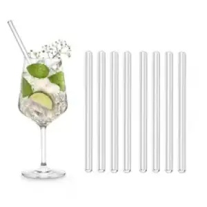 6inch 15CM Short Glass Drinking Straws 8Pcs/set Eco Friendly Reusable Cocktail Straw for Smoothies Milkshake Bar Drinkware