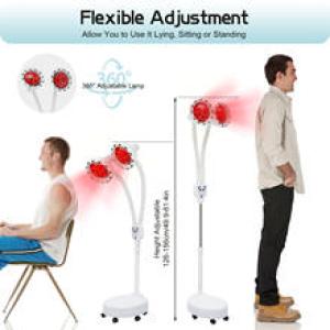 Beauty Timer Light Health Care Light 275W 2Head IR Infrared Red Heat Light Bulb Lamp Muscle Pain Relief Floor Stand Light