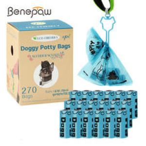 Benepaw Biodegradable Dog Poop Bags Hand Free Clip Eco-Friendly,All Products Leak-Proof Strong Pet Waste Bag Easy to Tear 120/270 Pieces