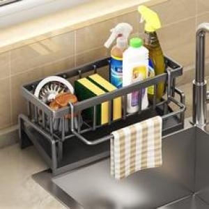 Kitchen Sponge Holder Sink Drain Soap Rack Faucet Storage Stainless Steel Towel Rack Shelf Organizer Accessories