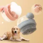 Pet Bath Brush Soft Silicone With Shampoo Dispenser Gentle Massage For Grooming And Cleaning Fur And Hair