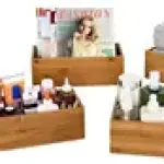 Bamboo Wood Storage Bins Organizer Boxes for Kitchen Counter, Pantry, Closet, Office Bedroom, Makeup, Bathroom