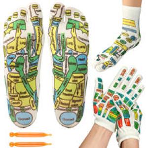 Reflexology Socks Gloves Hand Foot Massage Soothing Relaxing Therapy Pain Relief Improve Circulation Health Personal Foot Care