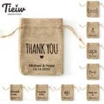 Custom Burlap Thank You Favor Bags For Wedding Handmade Eco-Friendly,All Products Little Jute Gift Bags With Drawstring For Party Baby Shower