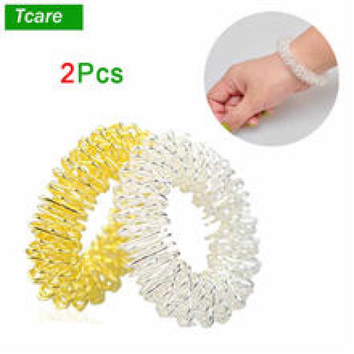 Tcare 2Pcs New Silver Body Massage Supplies Relaxation Stainless Steel Wrist Hand Massager Ring Acupuncture Bracelet Health Care